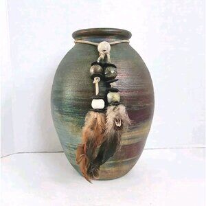 Jeremy Diller Raku Vase Southwest Pottery Hand Thrown Artisan Signed 9.5" Tags